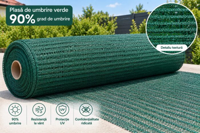 SUPER OFERTA 1+1 GRATUIT-Plasa umbrire 90%, verde, 2 m inaltime x 10 m lungime - imagine 2